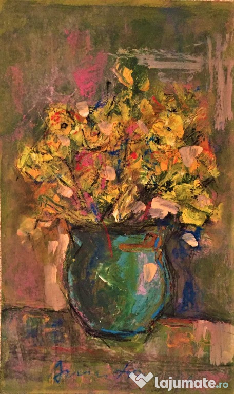 Pictura Tablou Dumitras Costachi "Vaza cu flori galbene"