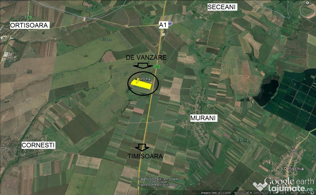 20 ha compact, teren arabil Ortisora