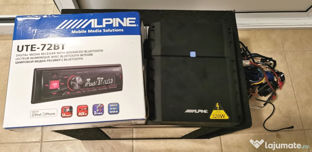 Alpine UTE-72BT +Stație Alpine PMX-T320 +Subwoofer Alpine