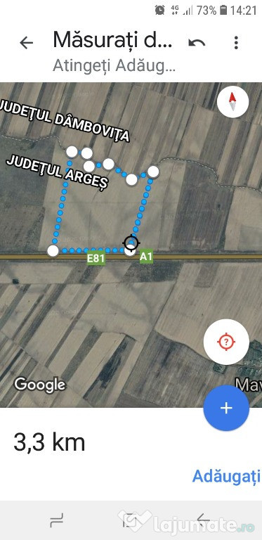 Teren arabil cu deschidere la autostrada Bucuresti-Pitesti