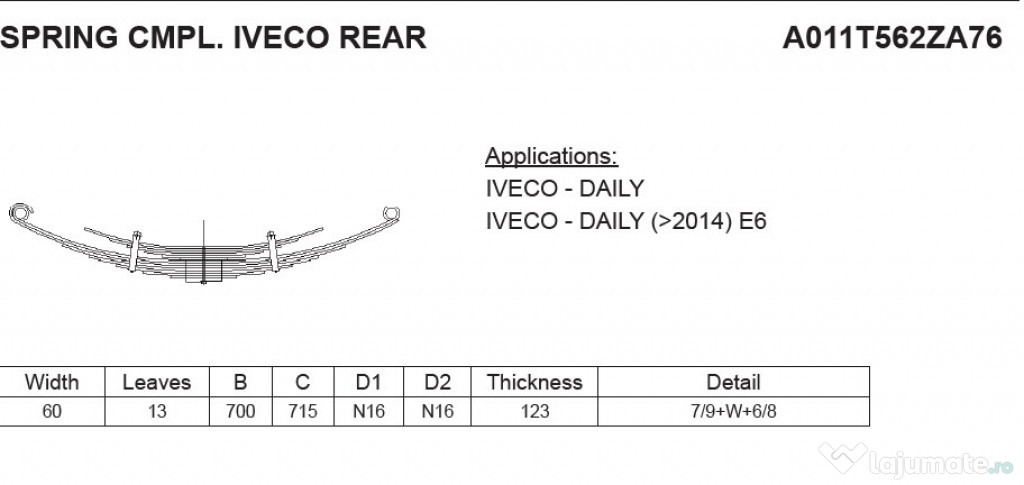 Arc cu 13 foi heavy duty Iveco Daily 2014 - prezent