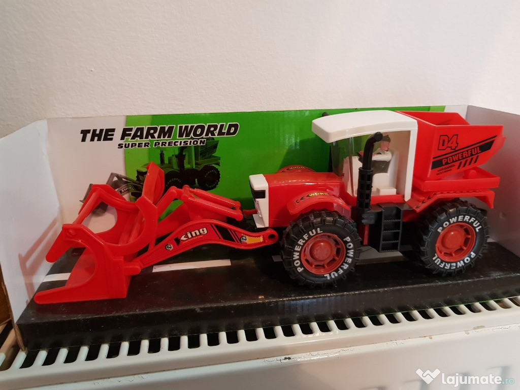Tractor excavator rosu, lungime 35 cm MN056