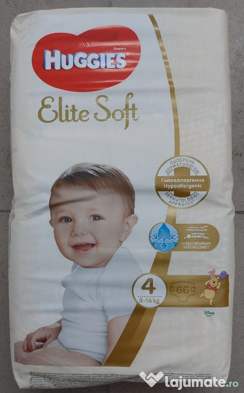 HUGGIES Scutece Elite Soft Mega, Nr. 4, 8-14 kg, 66 bucati!