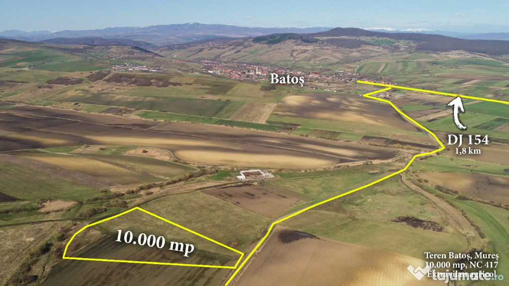 Teren 10000mp Batoş - dublă deschidere, 15 km de Reghin