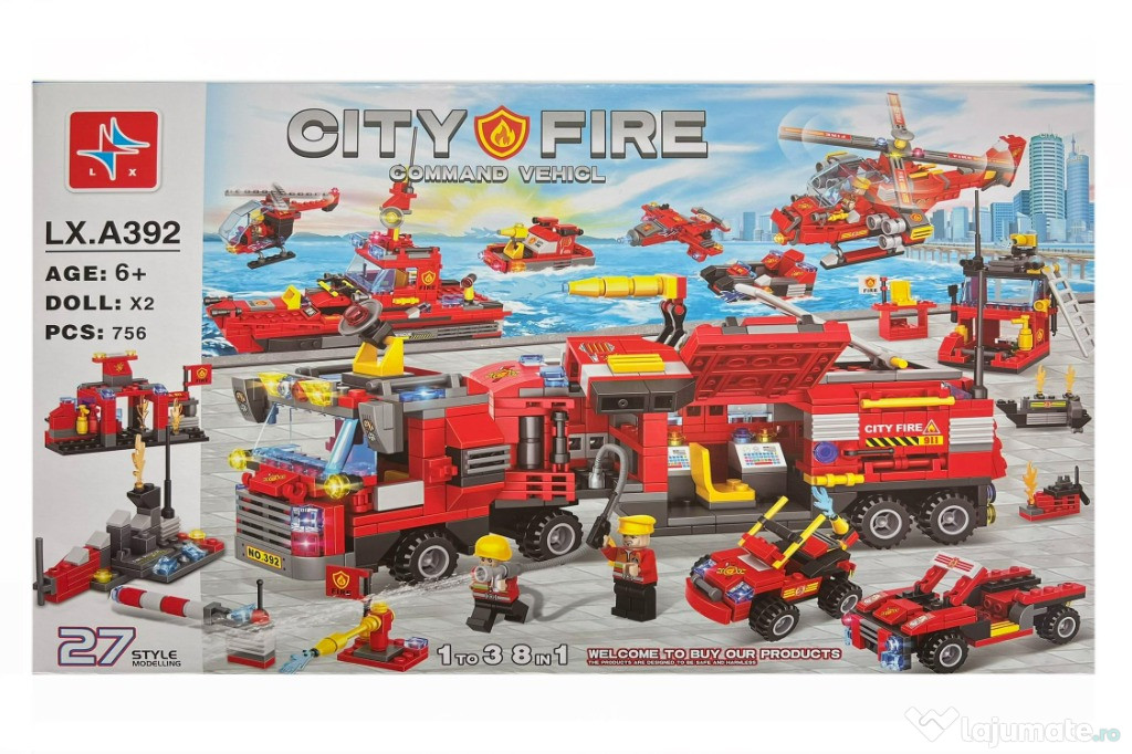 Set constructie Brigada Pompierilor, 8 in 1, 756 piese lego