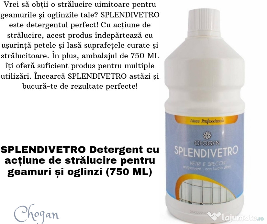 SPLENDIVETRO Detergent cu acţiune de strălucire pentru geamuri şi oglinzi (750 ML)