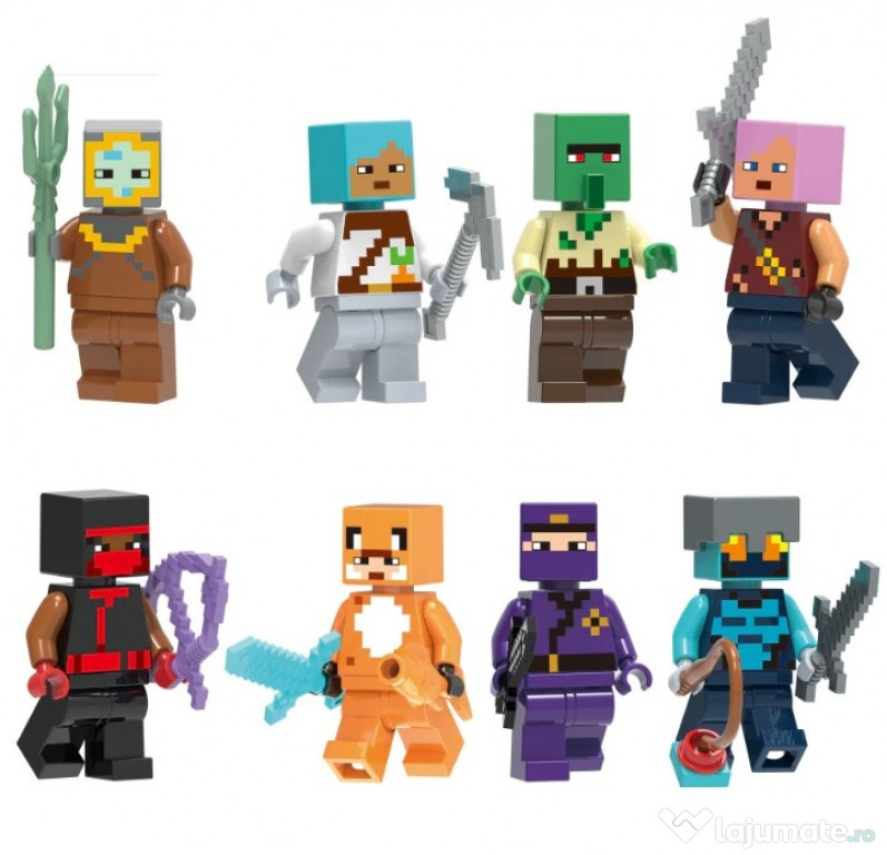 Set 8 Minifigurine noi tip Lego Minecraft Nether si Diver