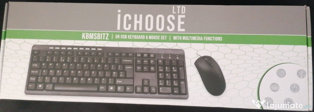 IChoose Bitz Set tastatură și mouse cu fir USB - Negru