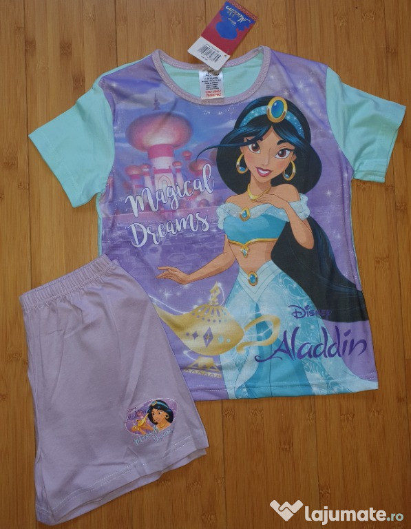 Pijama scurta vara fete Disney Aladdin noua mov 7/8 ani