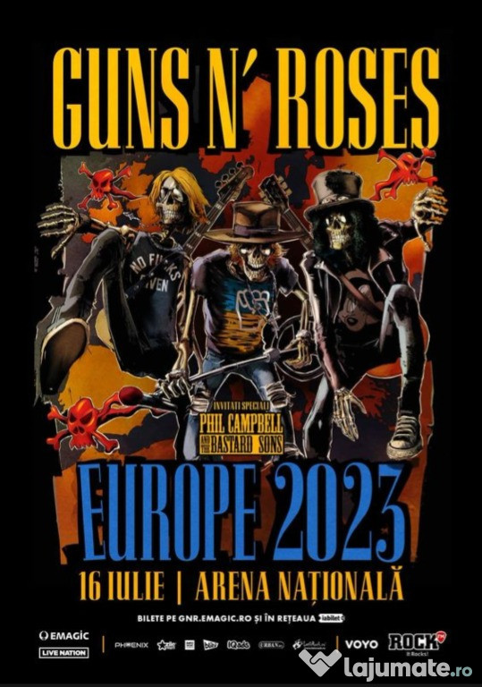 2 bilete concert Guns 'N Roses 16 iulie - categoria 4,