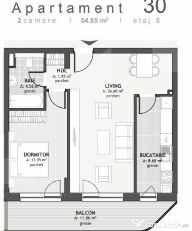 Comision 0! Apartament cu 2 camere, 54.85mp, zona Centrala