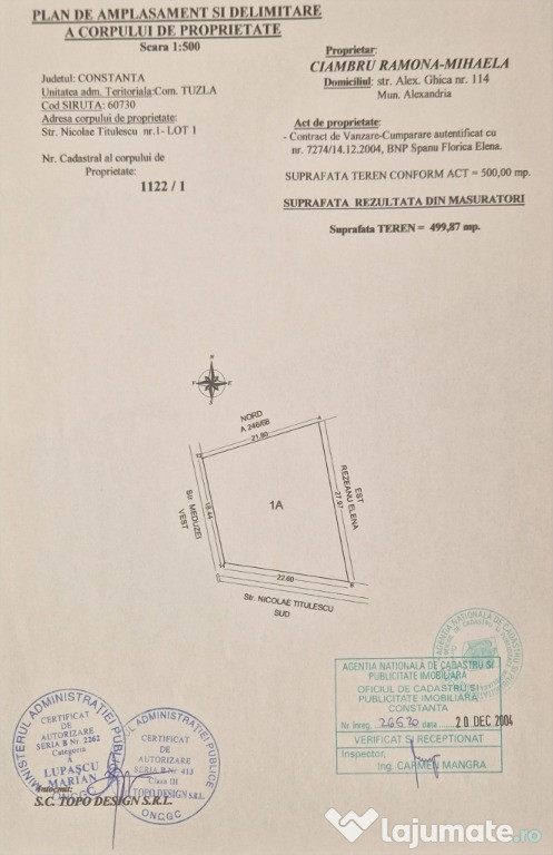 Teren intravilan 500mp