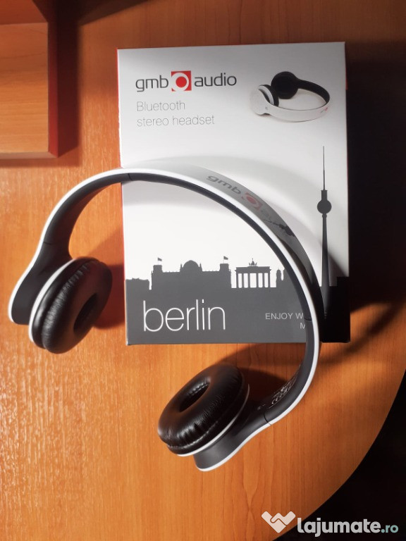 Casti cu microfon bluetooth stereo Gembird Berlin, Albe