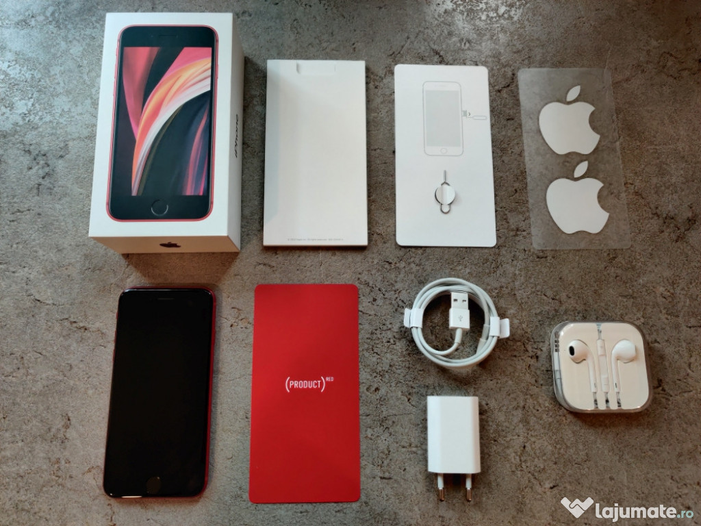 Apple iPhone SE 2020, 128GB, 4G, Red, Pachet Complet, Accesorii noi