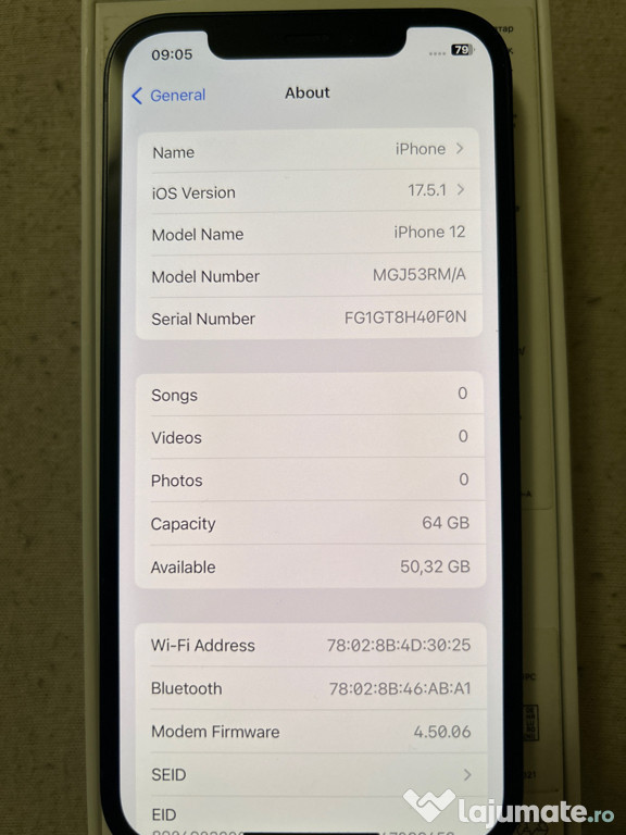 Iphone 12 64Gb negru