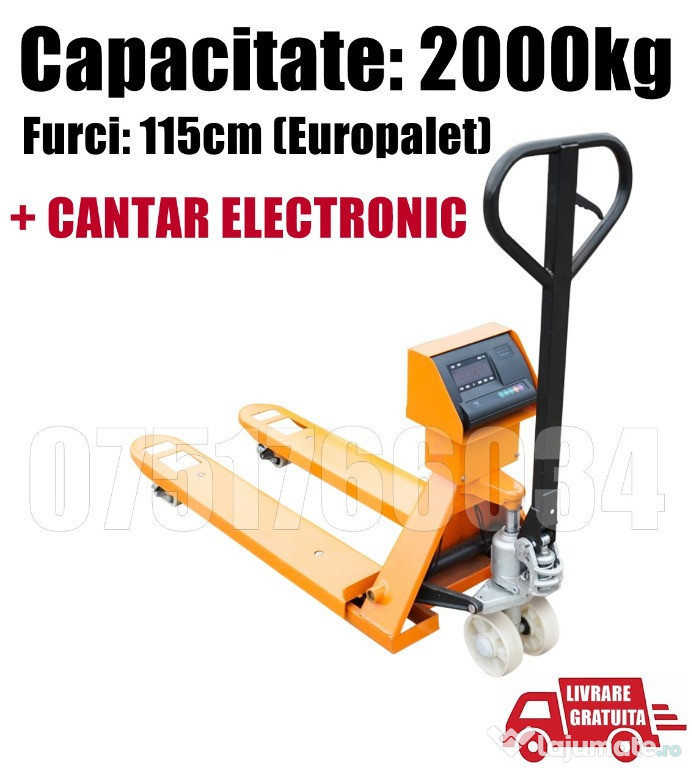 Transpalet Hidraulic Profesional Manual Furci Europalet 2000kg 2tone