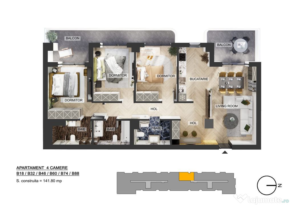 Apartament 4 camere | Plaza Pipera | Bloc finalizat