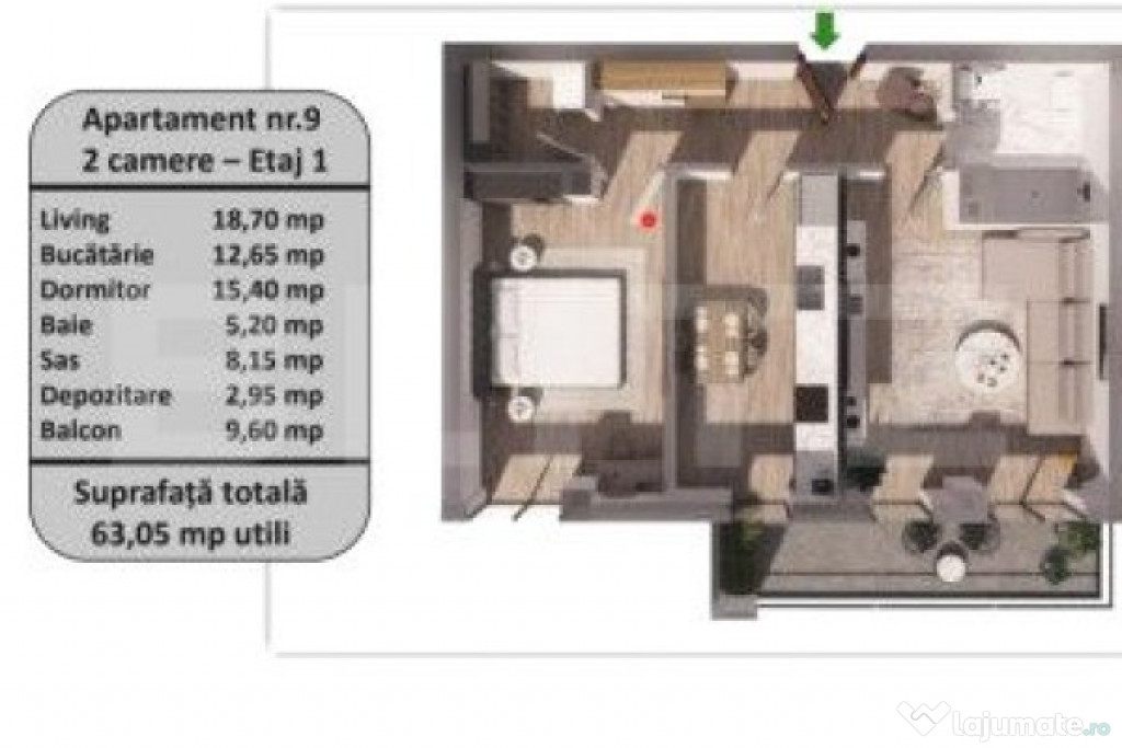 Apartament 2 camere, zona Tractorul-faza de constructie