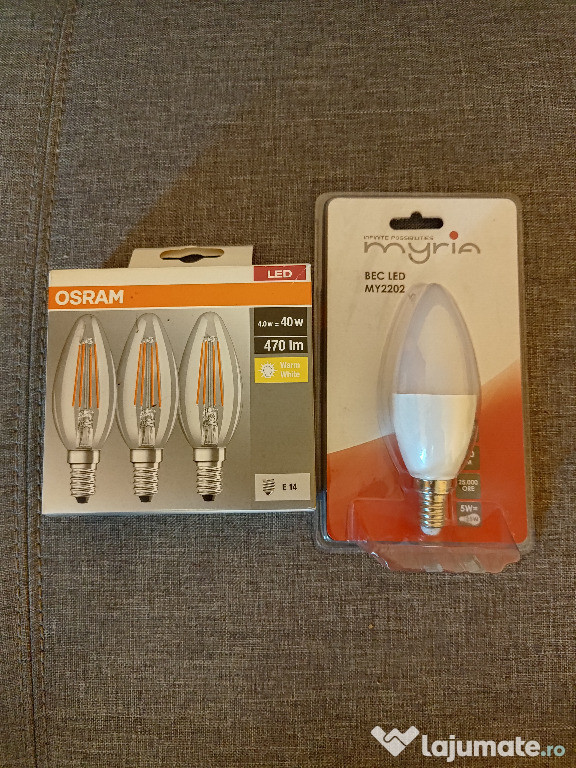 Set 4 becuri LED E14 Osram 40W si Myria 25W