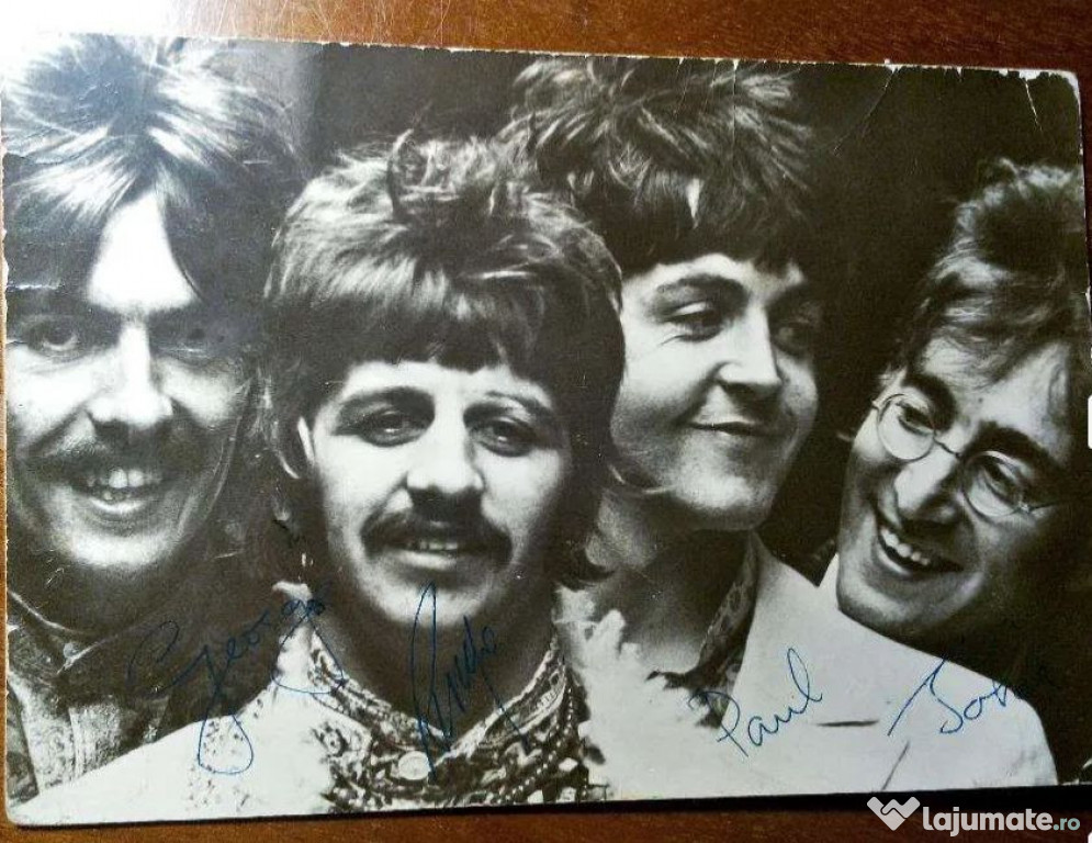 The Beatles fotografie cu autografe