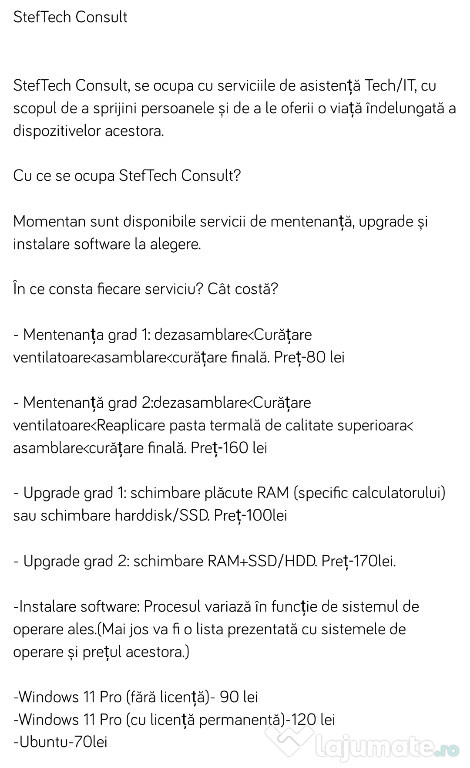 Mentenanță upgradeuri și instalări software după plac