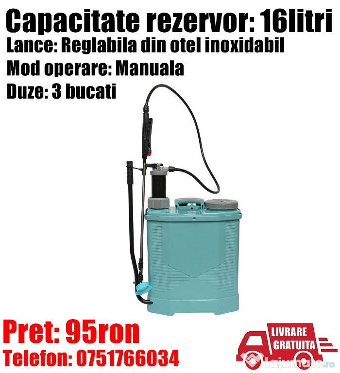 Pompa Aparat Stropit Vermorel Manual 16 L 3 Duze Interschimbabile + Li