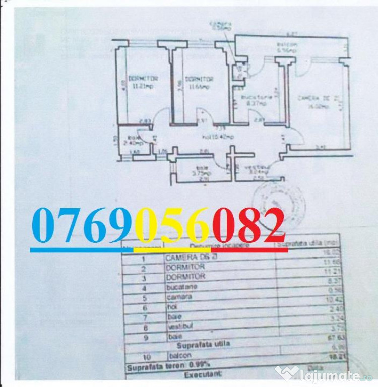 Ap 3 cam zona Vidin conf 1 decomandat LIBER, Spatios, etaj 2