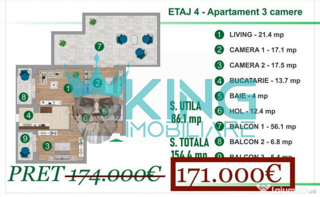 Penthouse 3camere | Colentina | Terasa 56mp | bloc nou | par