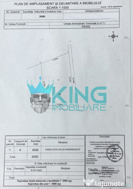 Teren intravilan 3000mp | Deschidere 43ml | Peris