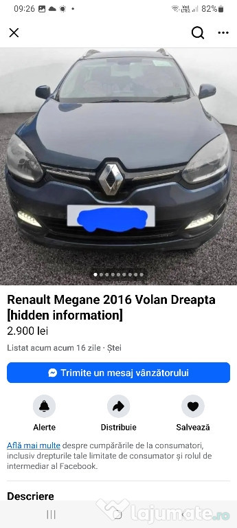 Dezmembrez renault megane euro 6 2016
