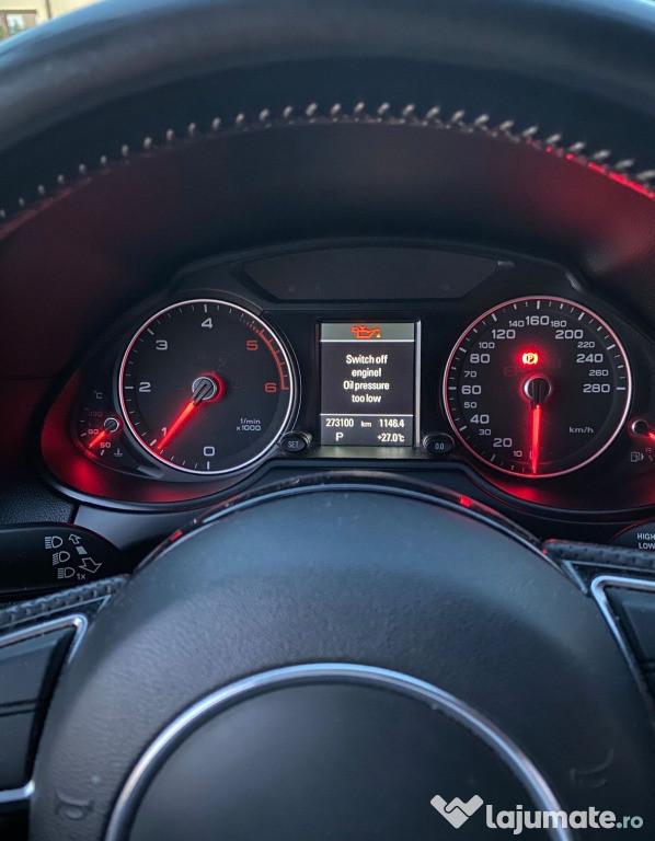 Rezolvare problema Audi Oil pressure too low, Switch off engine!