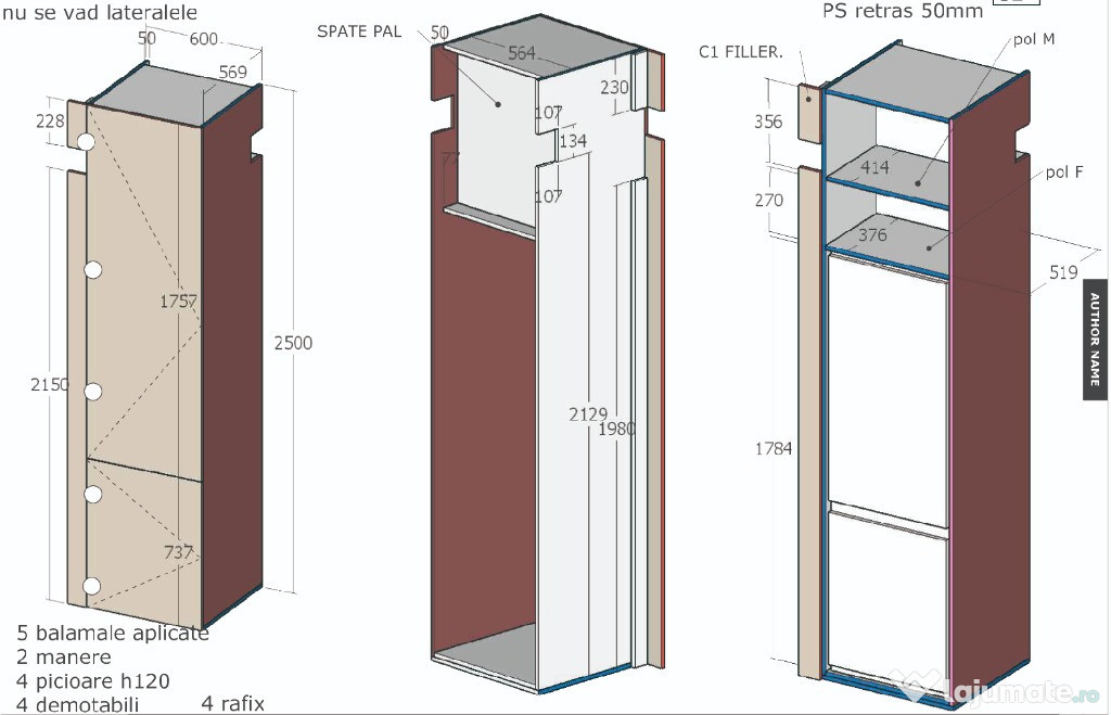 PROIECTARE MOBILIER schite / cote debitare placi / colaborare