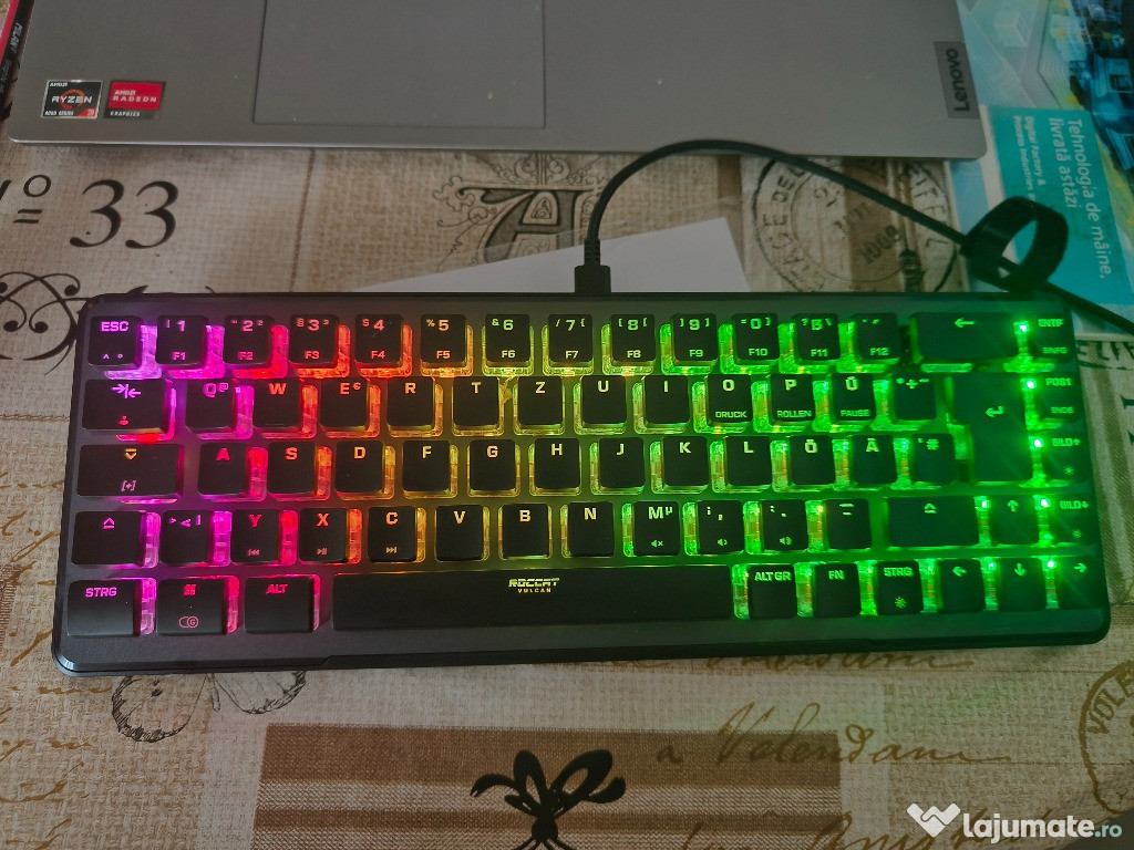 Tastatura Gaming Roccat Model Vulcan II Mini , RGB, Negru Noua