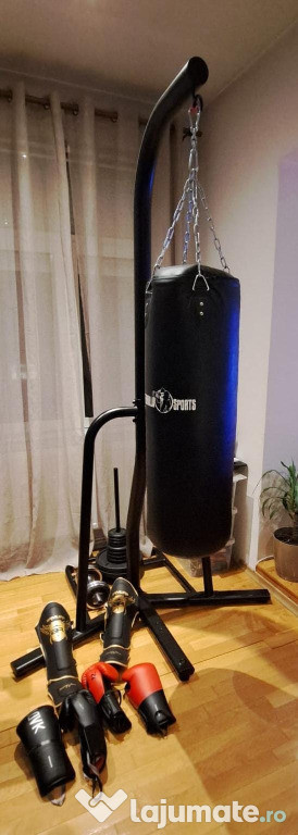 Sac de box, suport sac de box, manusi de box, greutati, tibiere.