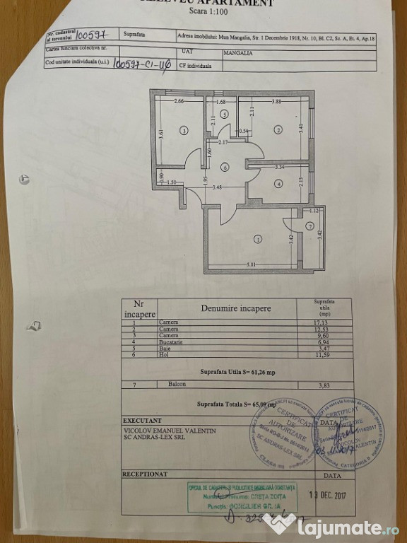 Apartament Mangalia, central, confort 1, decomandat, 3 camere