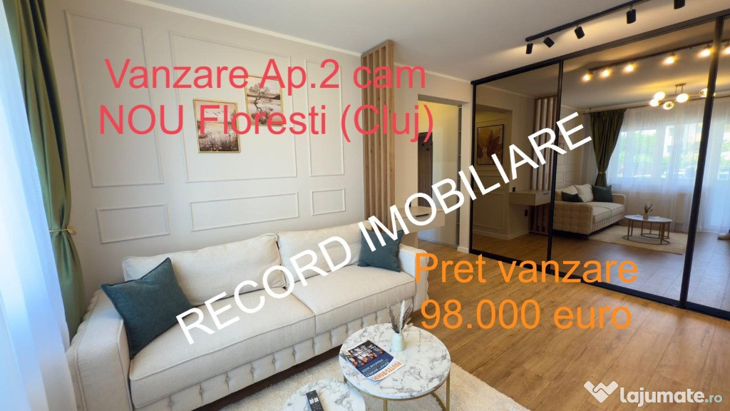 Apartament 2 camere, bucatarie separata NOU mobilier Floresti