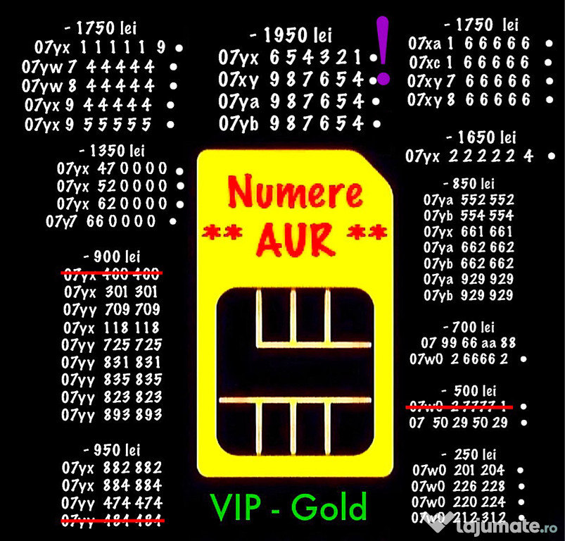 Numere Telefon vip * Numar Aur Gold Preferential