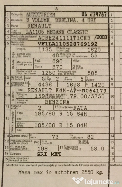 Renault Megane - intreg - pentru RABLA dezmembrat reparat