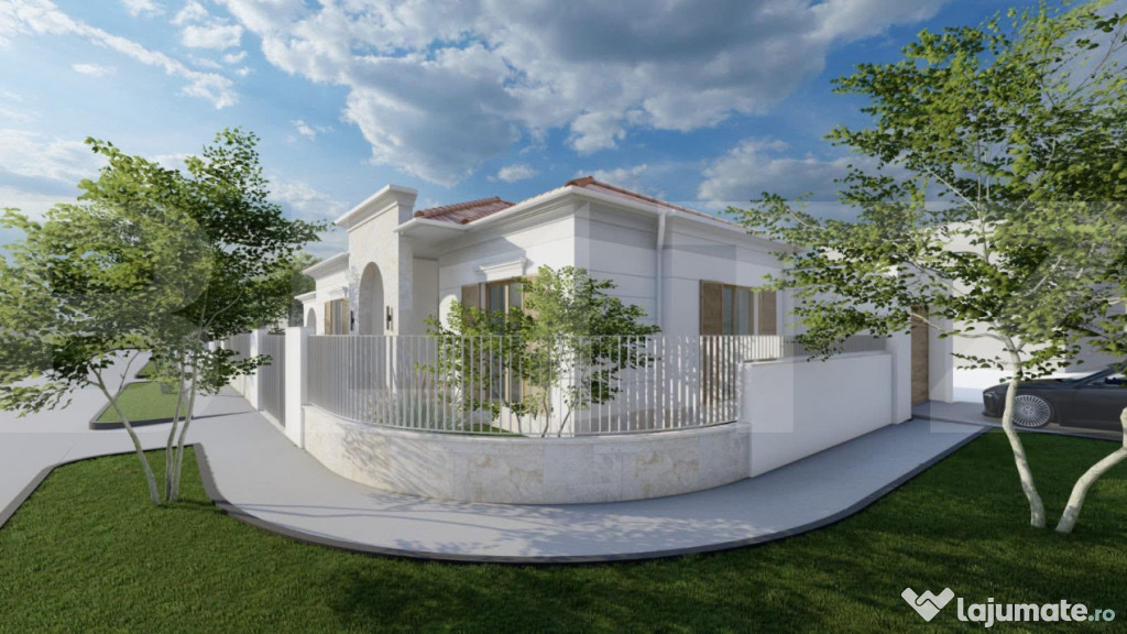 Casa individuala, 4 camere, terasa 22 mpu, curte 300 mp, Lug