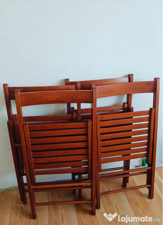 Set 4 Scaune Pliabile din Lemn