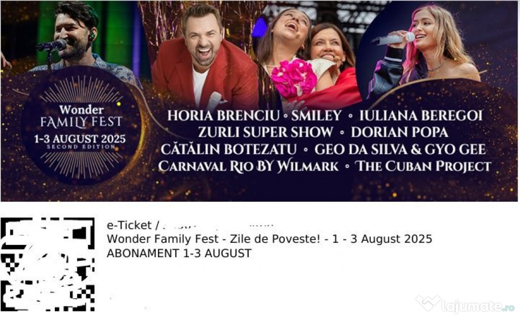 Vand 6 abonamente wonder fest family cluj 1-3 august