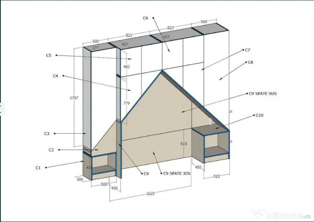 PROIECTARE MOBILIER schite / cote debitare placi / colaborare