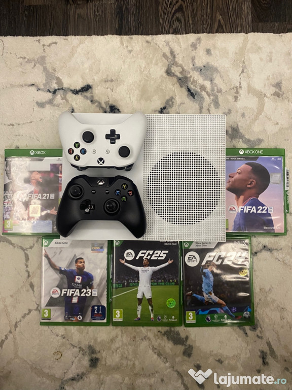 Xbox One S 1TB + 2 controllere + FIFA 21-25