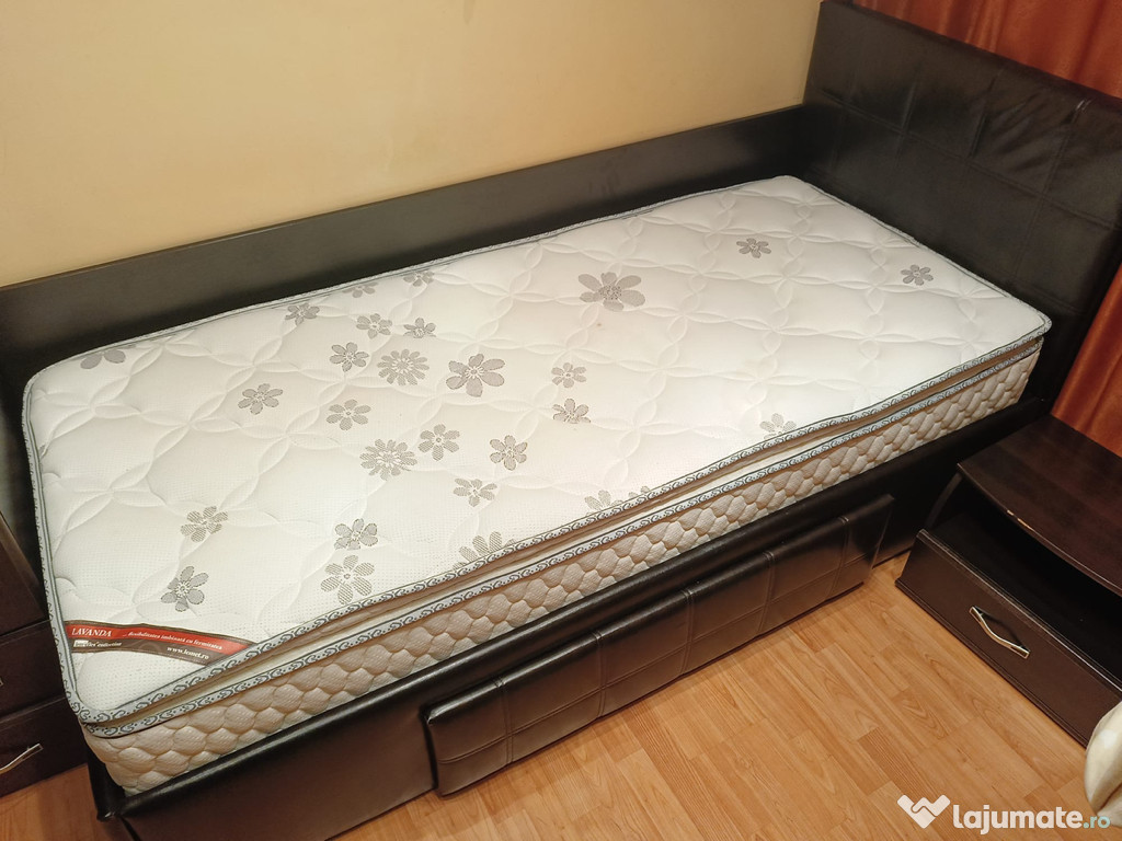 Vand pat Karo+saltea 90cm/2m+noptiera wenge de la Lems