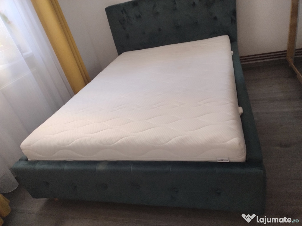 Pat cu lada depoItare, tapițat cu cu catifea 140x200 cm
