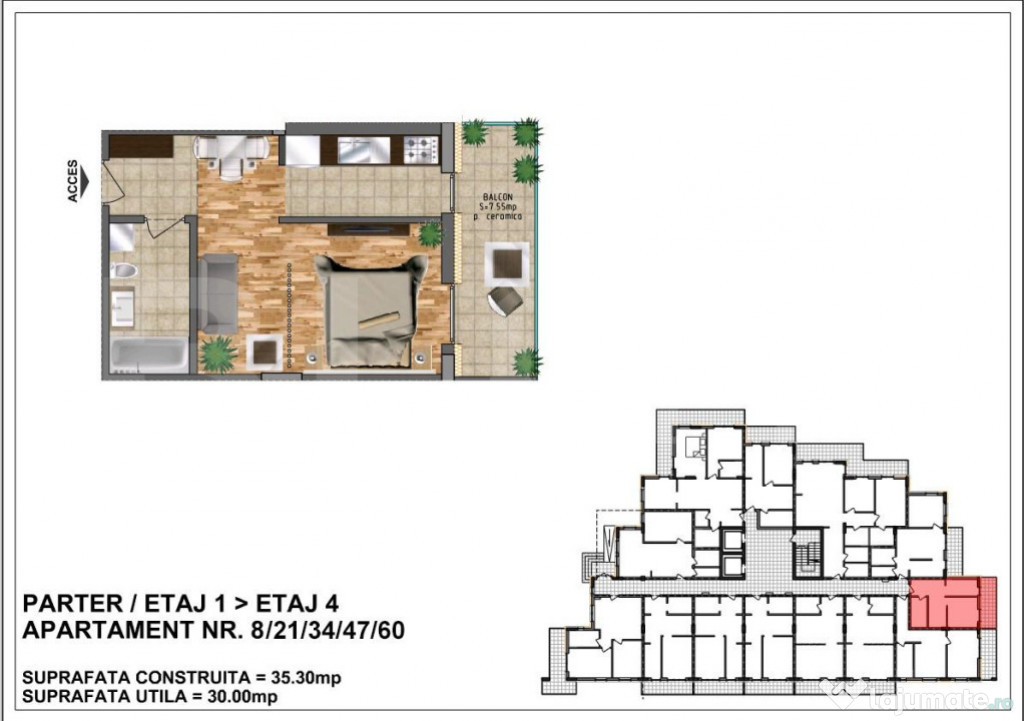 Garsoniera de vânzare – bloc nou, zona Aurel Vlaicu 30,m
