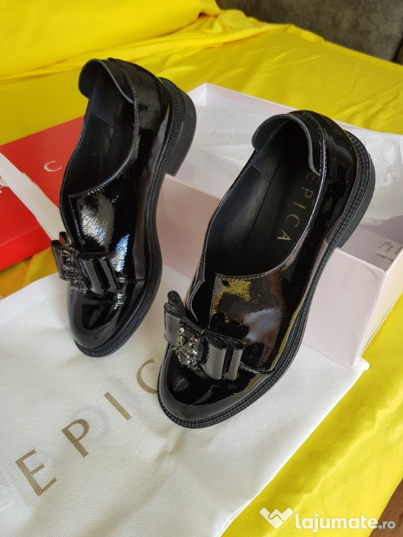 Pantofi Piele Lac Negru Casual Epika 36 noi in cutia lor