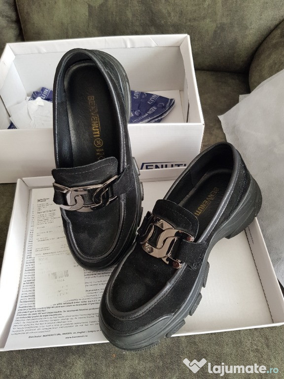 Ghete Scurte Piele Negre Benvenuti 36 noi in cutia lor