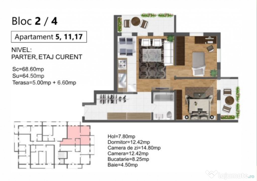 Apartament 3 camere în bloc nou – finalizare primăvara