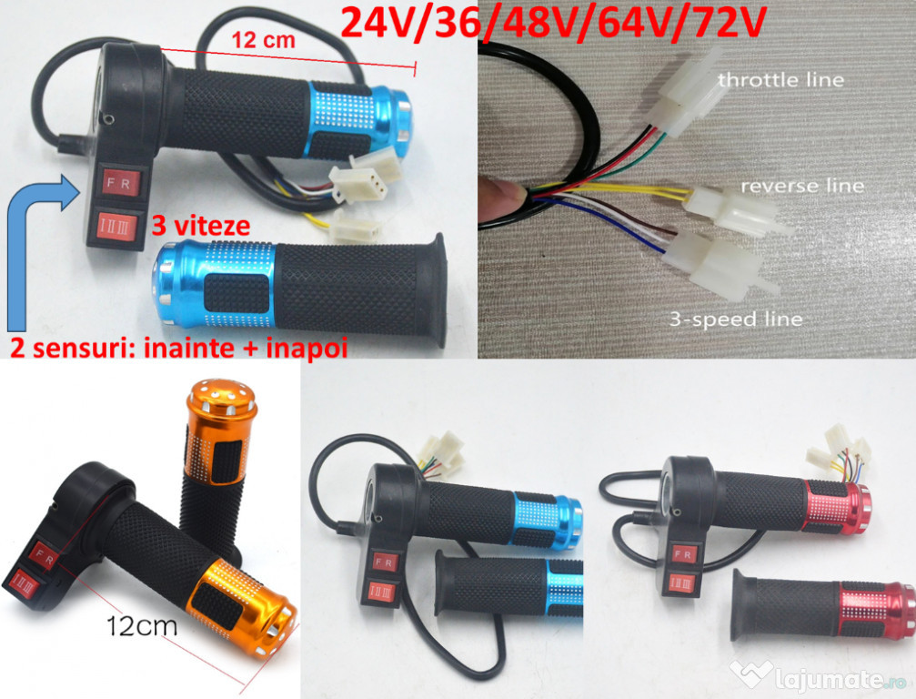 Acceleratie triciclu, bicicleta 24-36-48-64-72V 3 viteze Model 2025!
